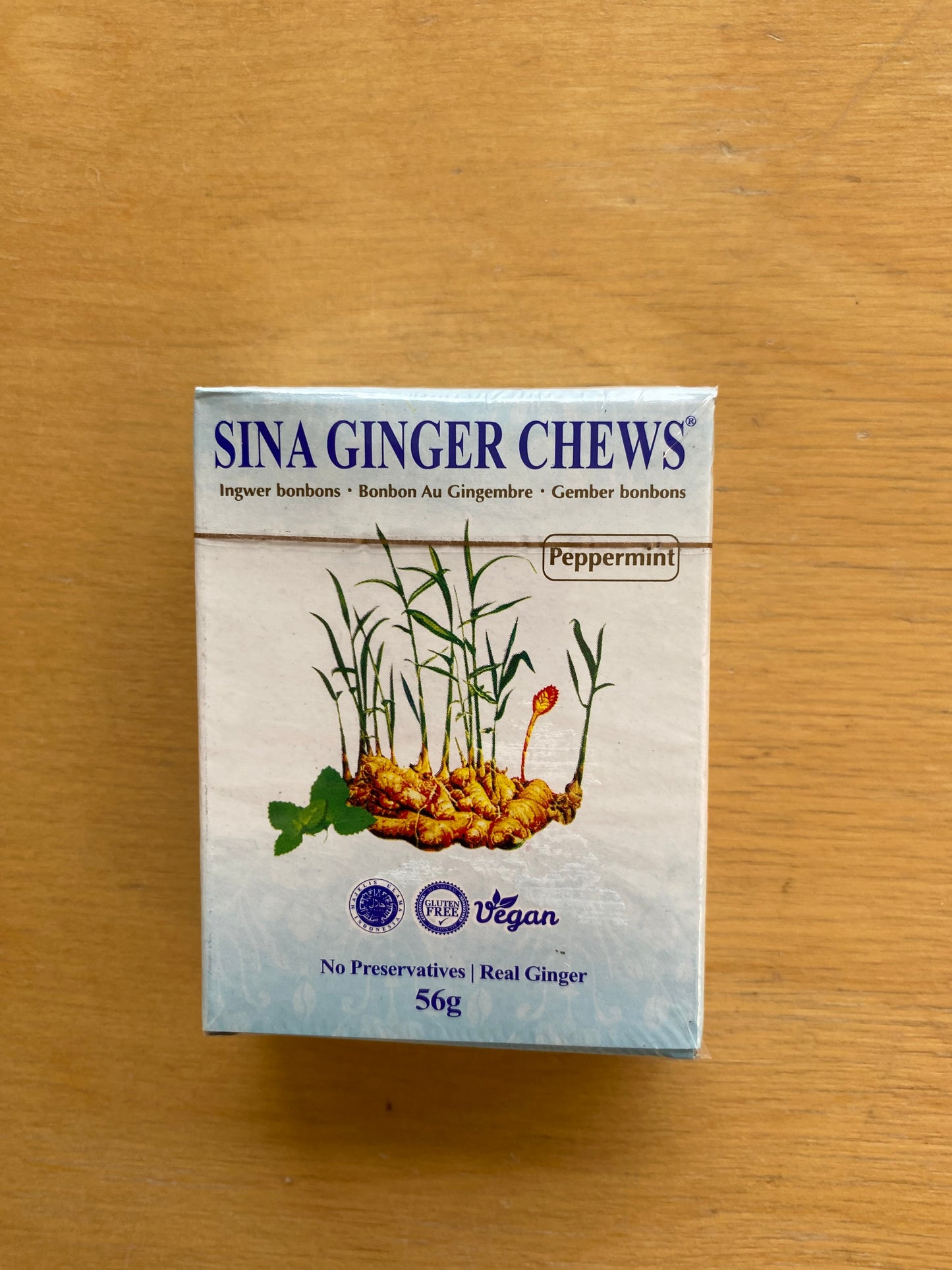 SINA Ginger Peppermint Candy/Kẹo dẻo gừng vị bạc hà 56gr