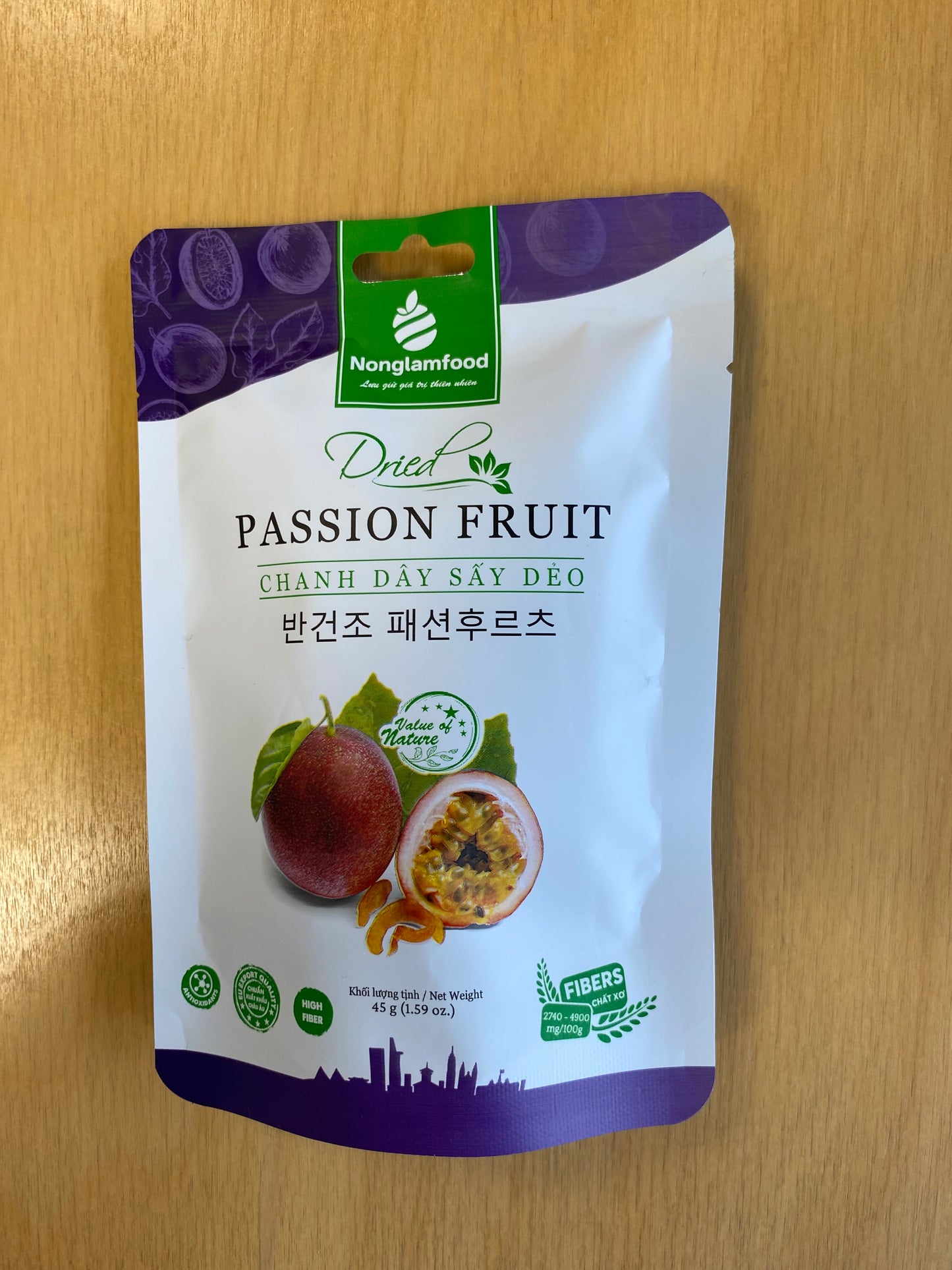 NLF soft dried passion fruit/Chanh dây sấy dẻo 45g