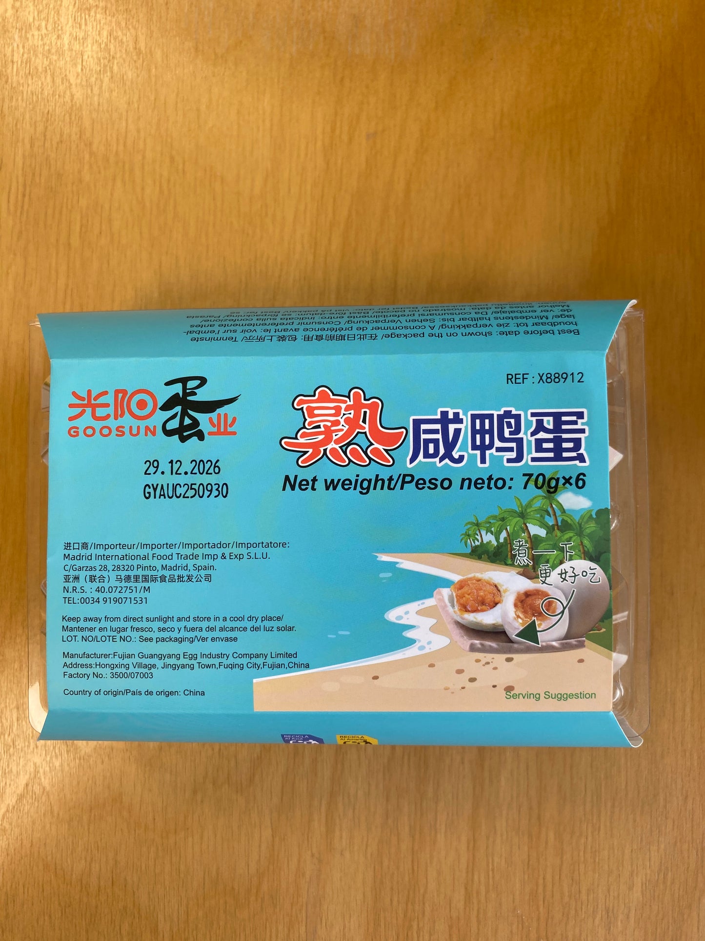 Goosun Cooked Salted Duck Egg/Trứng vịt muối 6pcs