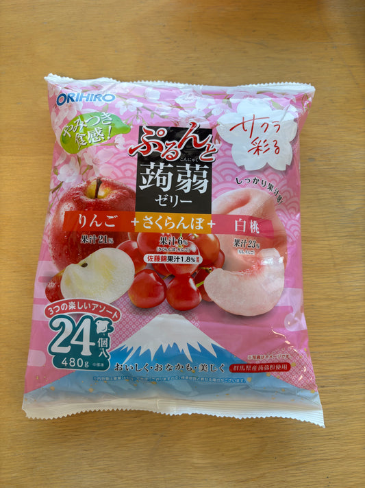 Orihiro Apple, cherry & White peach konjac jelly